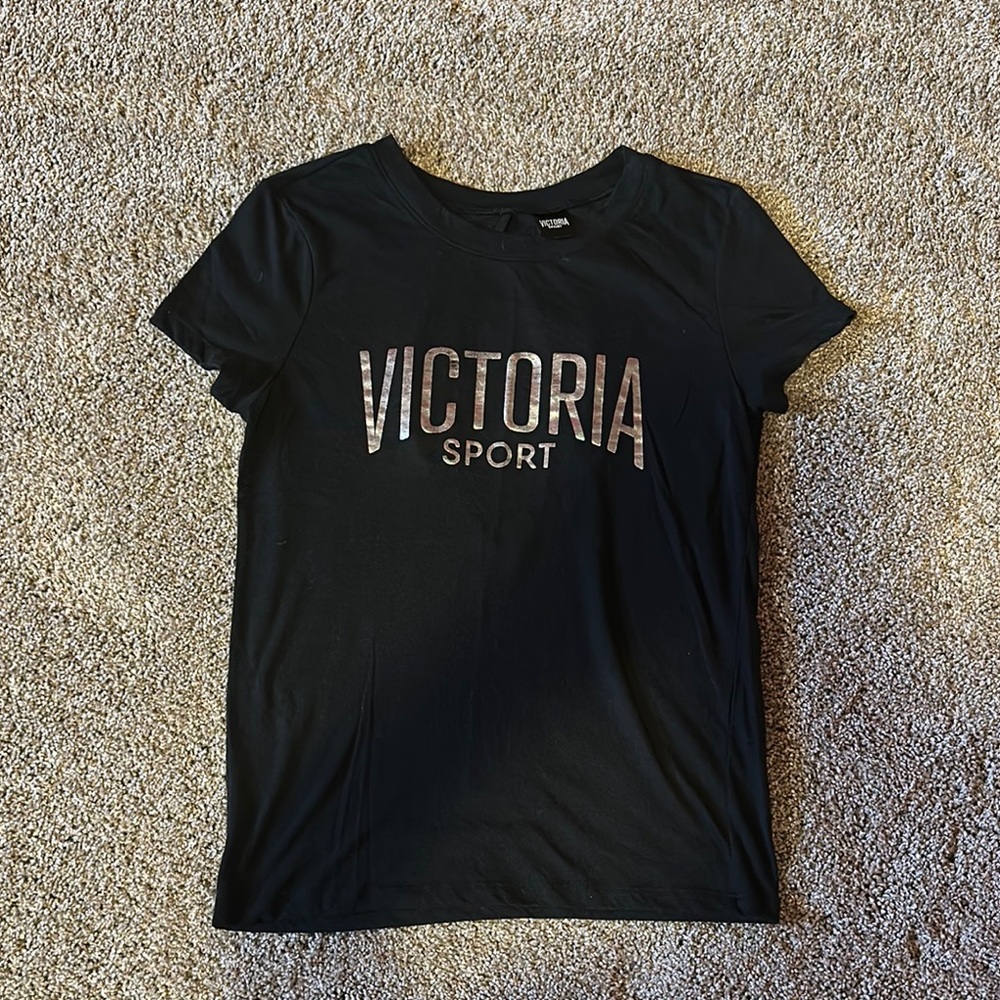 Victoria's Secret Black Graphic Fitted Short Sleeve‎ Tee
